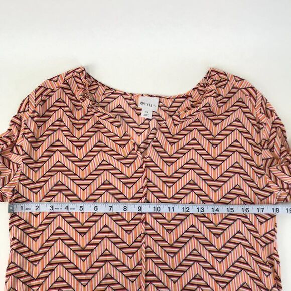 Stylus High-Low Peasant Blouse Women’s Petite Small Split Neck Chevron Boho - Picture 7 of 11